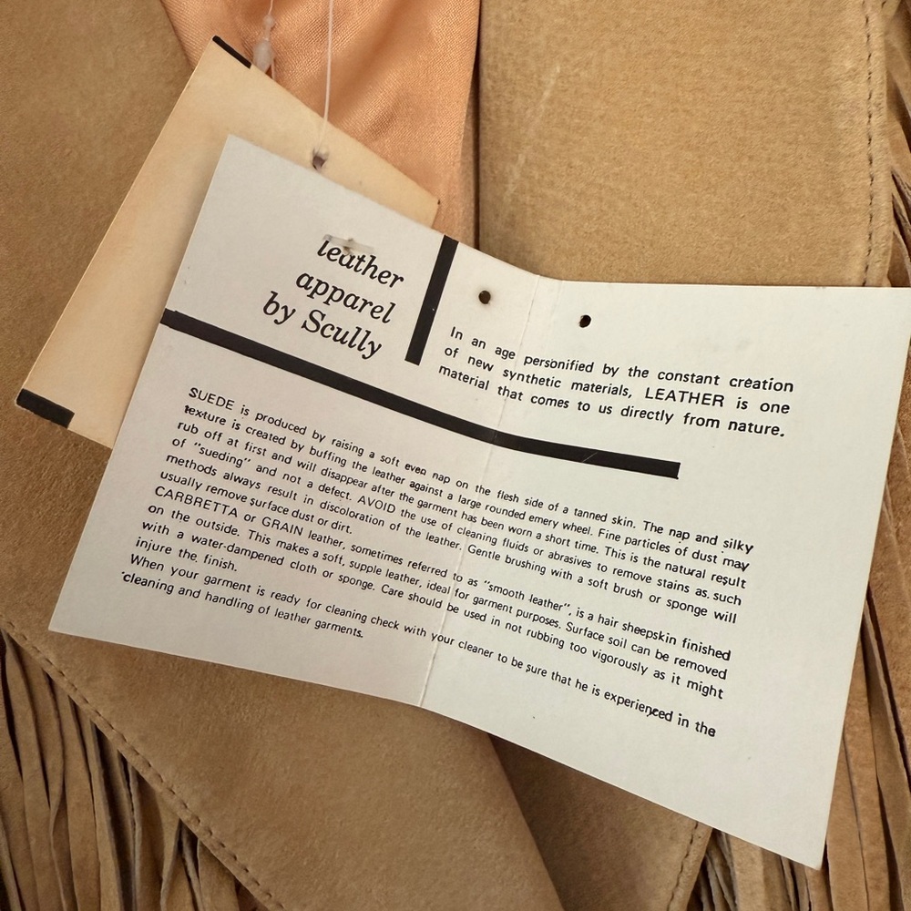 Real Leather Vintage Scully Camel Fringe Jacket - Picture 6 of 6